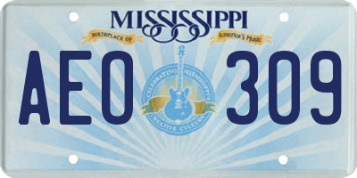 MS license plate AEO309