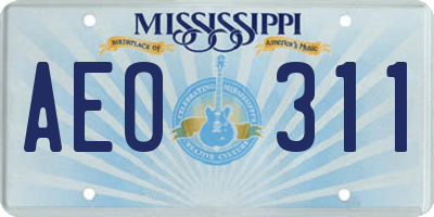 MS license plate AEO311