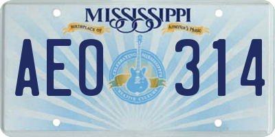 MS license plate AEO314