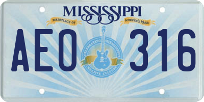 MS license plate AEO316