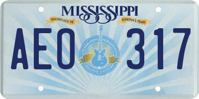 MS license plate AEO317