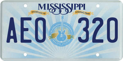 MS license plate AEO320