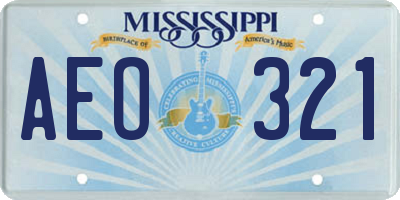 MS license plate AEO321