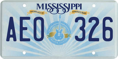 MS license plate AEO326