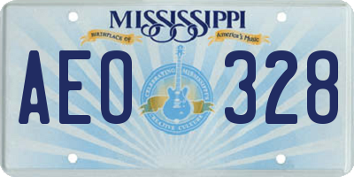 MS license plate AEO328