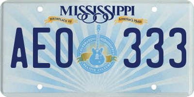 MS license plate AEO333