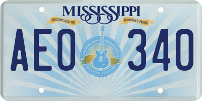 MS license plate AEO340