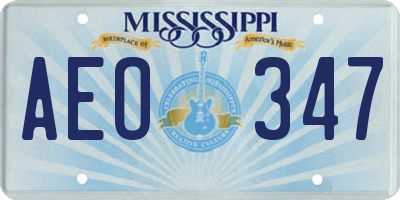 MS license plate AEO347