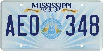 MS license plate AEO348