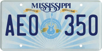 MS license plate AEO350
