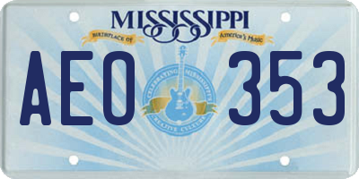 MS license plate AEO353