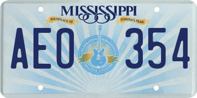MS license plate AEO354