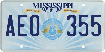 MS license plate AEO355
