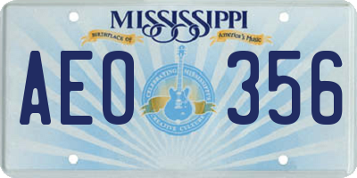 MS license plate AEO356