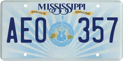 MS license plate AEO357