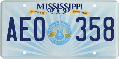 MS license plate AEO358