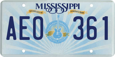 MS license plate AEO361