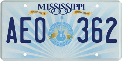 MS license plate AEO362