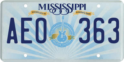 MS license plate AEO363