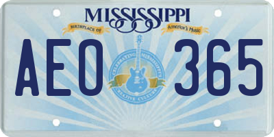 MS license plate AEO365