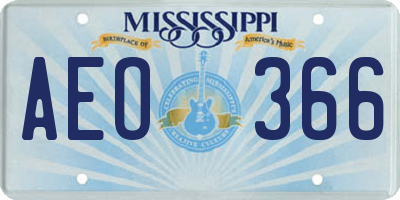 MS license plate AEO366