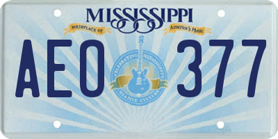 MS license plate AEO377