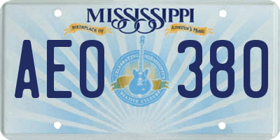 MS license plate AEO380