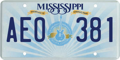 MS license plate AEO381
