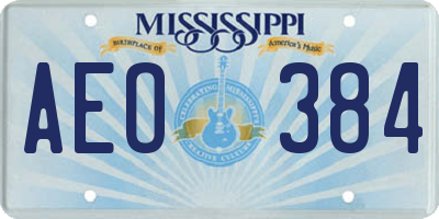 MS license plate AEO384