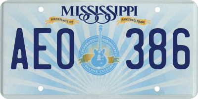 MS license plate AEO386
