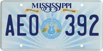 MS license plate AEO392