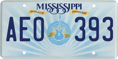 MS license plate AEO393