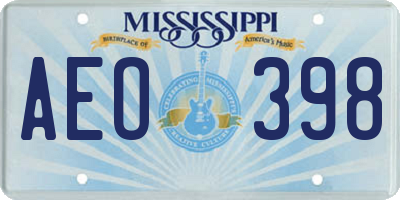 MS license plate AEO398