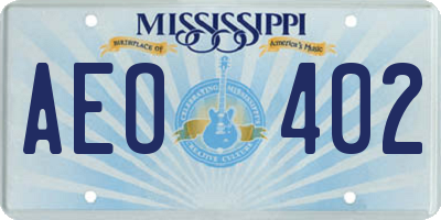 MS license plate AEO402