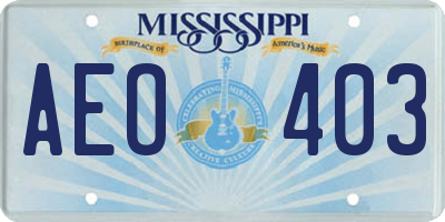 MS license plate AEO403
