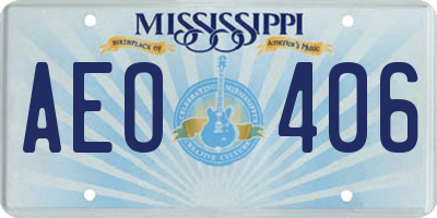 MS license plate AEO406