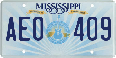 MS license plate AEO409