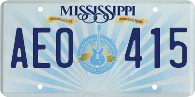 MS license plate AEO415
