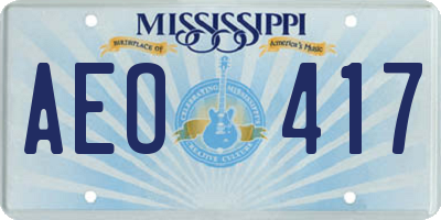 MS license plate AEO417