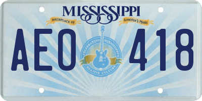 MS license plate AEO418