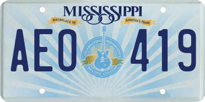 MS license plate AEO419