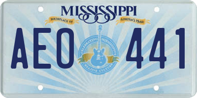 MS license plate AEO441