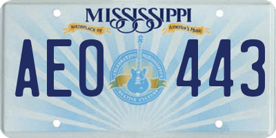 MS license plate AEO443