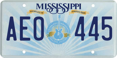MS license plate AEO445