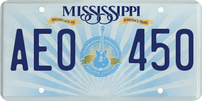 MS license plate AEO450