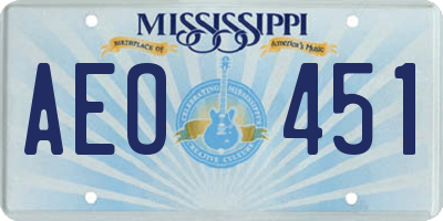 MS license plate AEO451