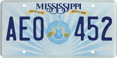 MS license plate AEO452