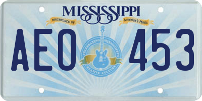 MS license plate AEO453