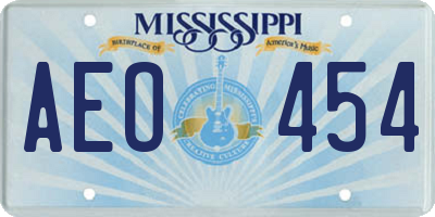 MS license plate AEO454