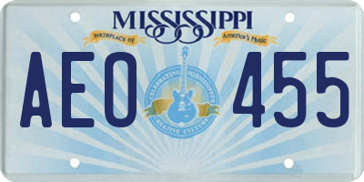 MS license plate AEO455